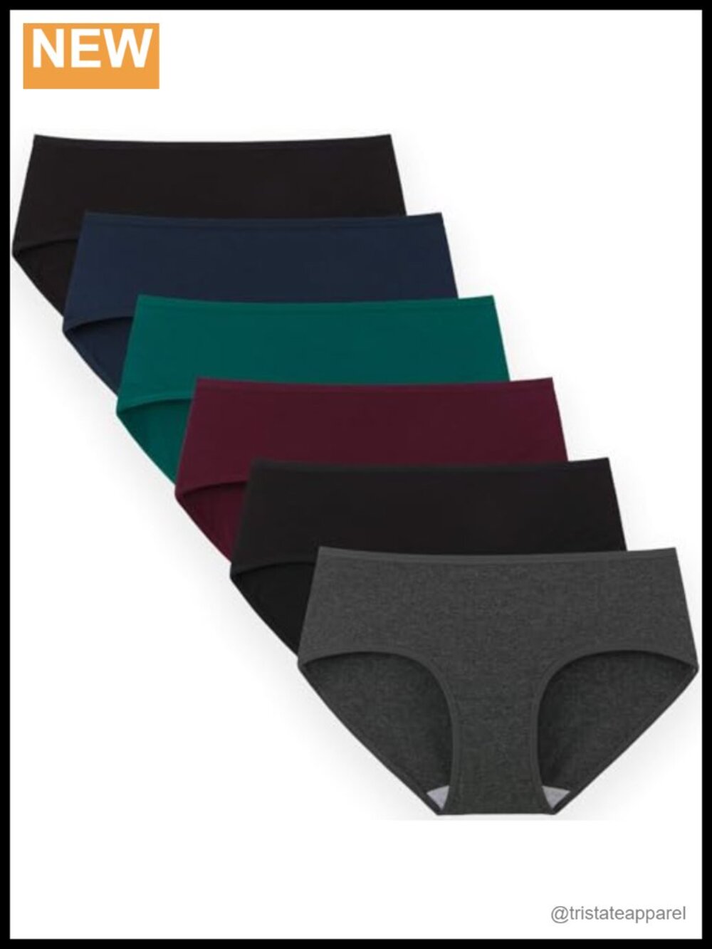 Womens Cotton Hipster Panties 6-Pack No Show Stretch Mid Rise Underwear